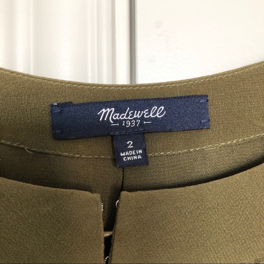 Madewell Silk Moonset Dress in Olive Green Sz 2 - Picture 7 of 11